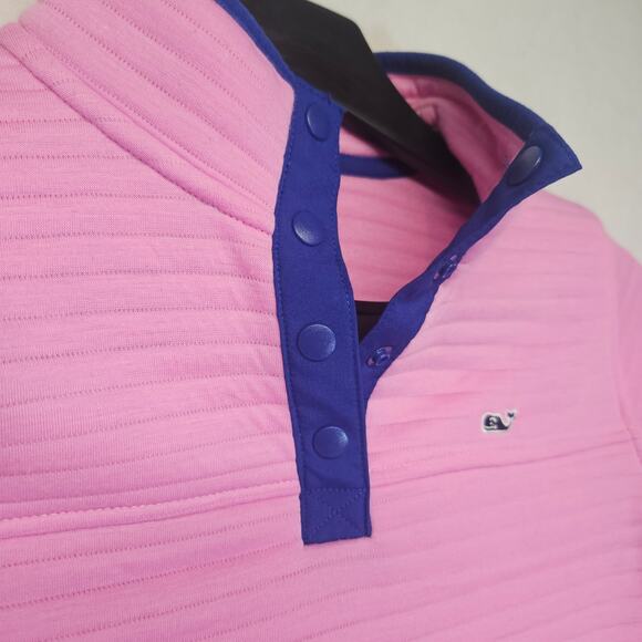 Vineyard Vines Girls 1/4 Zip Pink Pullover Sweatshirt - Picture 2 of 4